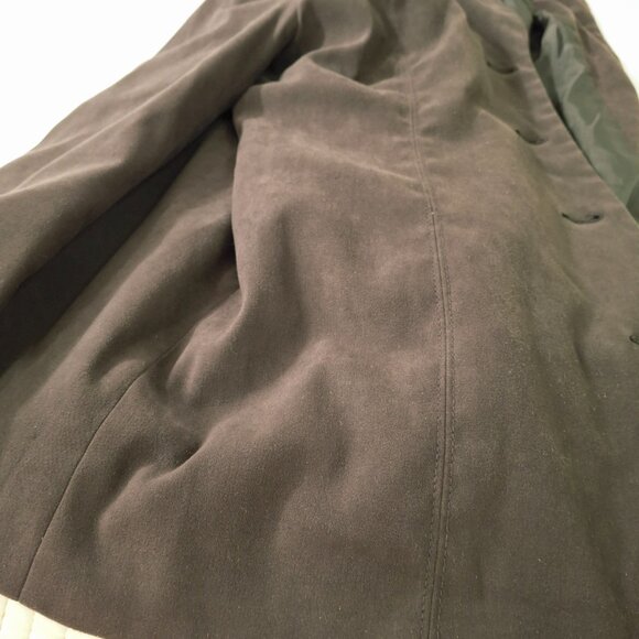 Jessica Petites Long Suede-Like 4 Button Olive Green Jacket Blazer Sz 12P Lined - Picture 10 of 13